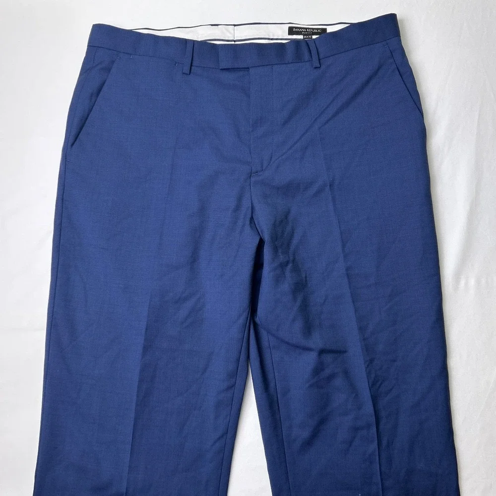 Banana Republic Mens Reda Italian Wool Slim Fit Dress Pants Size 35x32 Navy Blue